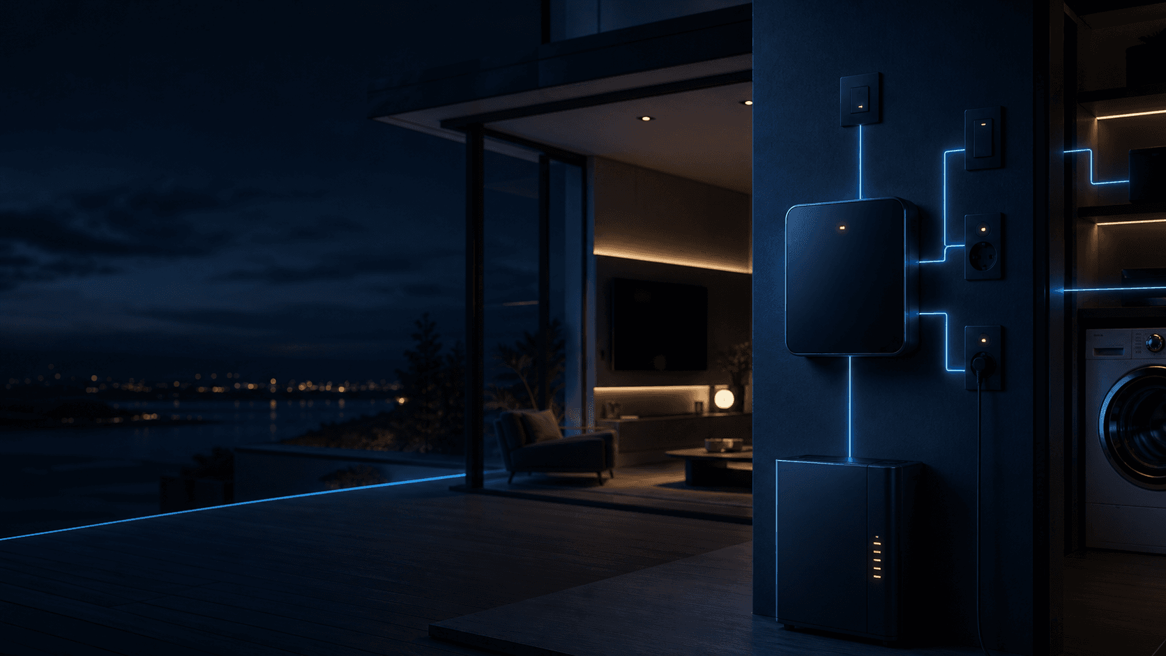 Modern smart home with connected energy control devices